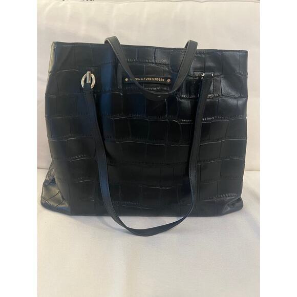 Diane von Furstenberg Voyage Ready To Go Large Croc Embossed Leather Tote - Picture 2 of 10